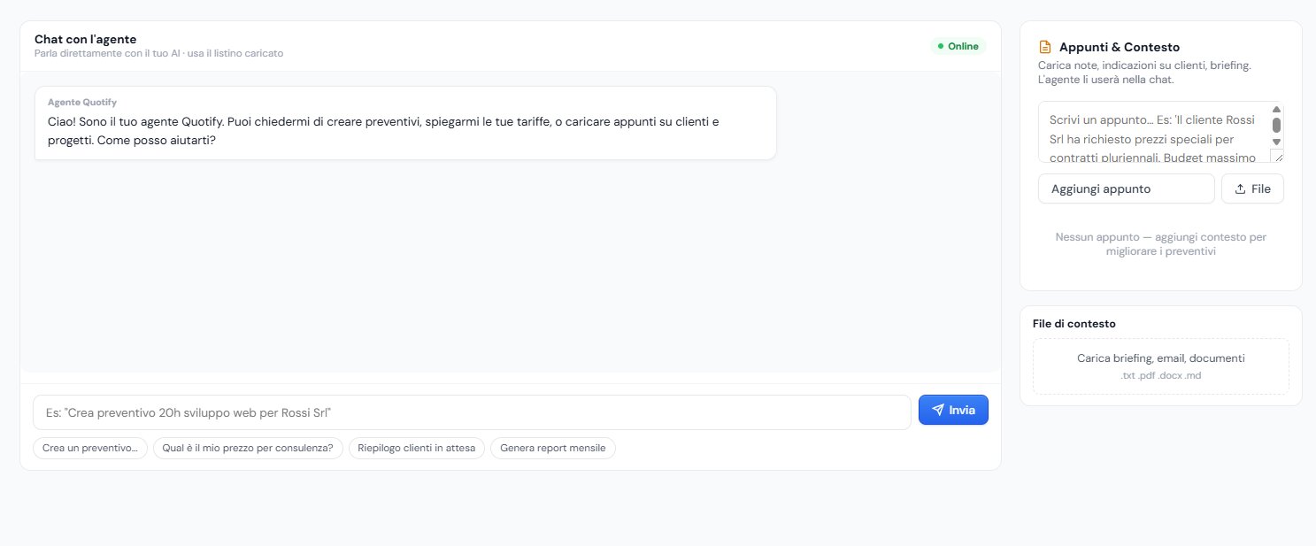 Chat interface with the Quotify agent